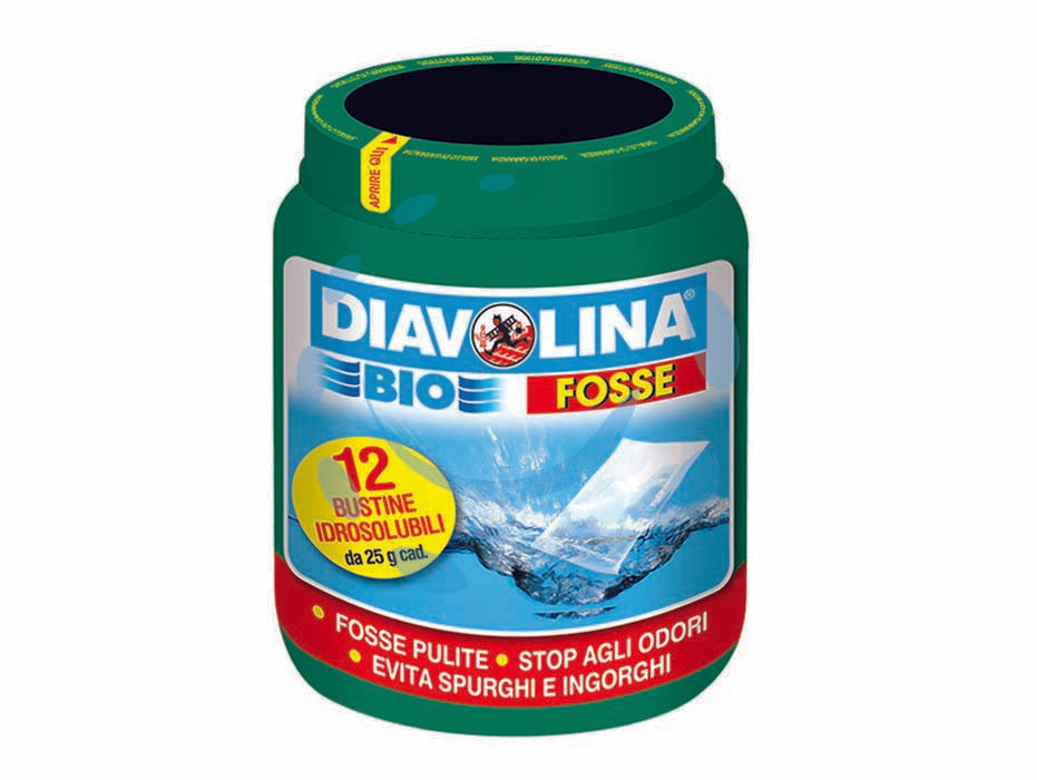 Diavolina bio fosse - 12 buste da gr.25 - attivatore a base di batteri ed enzimi, per la manutenzione della fossa biologica, previene gli odori