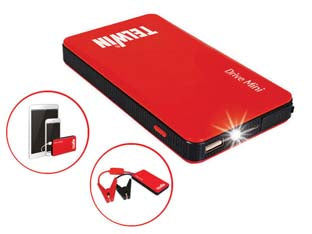 Avviatore/power bank drive mini 12v con 1 porta usb - capacità 6500 mAh, tensione di carica STARTER 12v, max 500A, tensione di carica POWER BANK USB 1/2,1A,  dotato di uscita USB ...