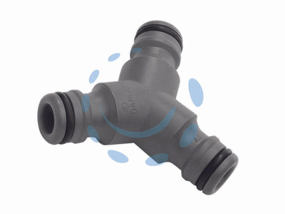 Deviatore a y con innesto rapido - in blister (2934-20) - separa in due la fonte d'acqua per cambiare da tubi da 3/4' a tubi da 1/2'