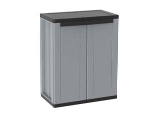 Armadio basso 2 ante serie jline 68 - mm.680x375x850h - colore grigio/nero, a due ante, dotazione 1 ripiano interno regolabile, pratica apertura delle ante fino a 180°