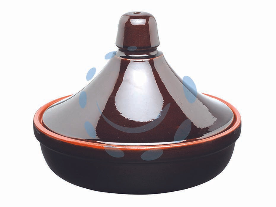 Tajine in terracotta brunella - cm.26 - terracotta con rivestimento ceramico, colore esterno marrone interno naturale, verniciatura senza piombo 100% certificata, ad...