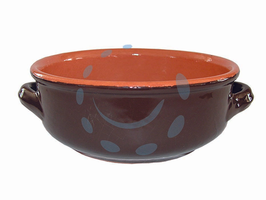 Ciotola con manici in terracotta brunella - cm.12 - terracotta con rivestimento ceramico, colore esterno marrone interno naturale, verniciatura senza piombo 100% certificata, ve...