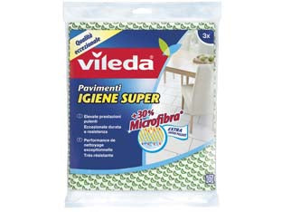 Vileda panno pavimenti igiene super pz.3 cm.50x45 - Tessuto non tessuto con microfibra, maggiore durata e resistenza, prestazioni pulenti superiori, trattamento Odor Stop: previ...