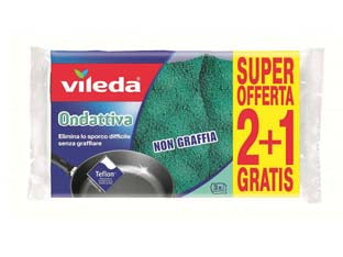 Spugna ondattiva - Ondattiva è la spugna da cucina di Vileda ideale per le padelle antiaderenti e le superfici delicate, l'esclusiva tecnologia ...