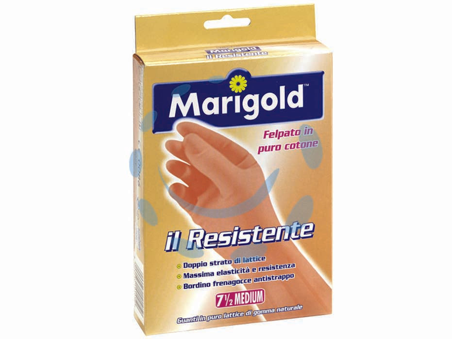 Guanti domestici resistenti marigold - misura 6,5 - Guanto in lattice dalla massima elasticità e resistenza, felpato in cotone, doppio strato di lattice, manica lunga e bordino ...