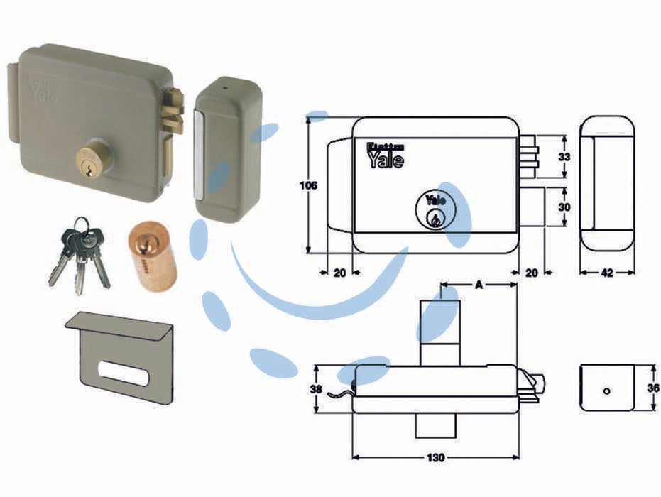 Elettroserratura per cancelli con catenaccio e tetto 6808 - mm.50 SX (Y68080502) - scatola e bocchetta in acciaio verniciato, alimentazione esclusivamente mediante trasformatore 10w, tensione 12v, catenaccio ...