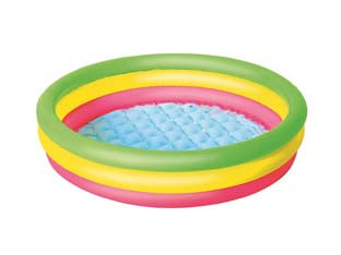 Piscina gonfiabile summer 3 anelli color grande +2 anni - ø cm.152x30h. - lt.62 - kg.1,880 (art.51103) - realizzata in vinile NP, spessore plastica mm.0,19 -pavimento morbido gonfiabile,  kit corredo di riparazione