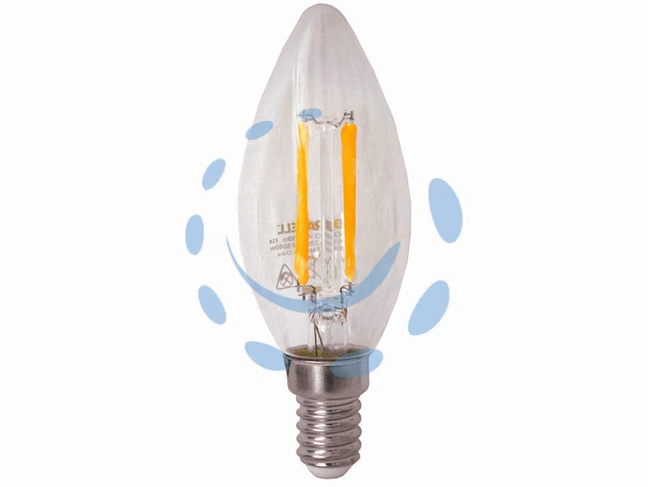 Lampada filo led oliva chiara e14 - 4w  E14 - 2700°K calda - 470lm - 320° - 220-240V lampada led 320°  a forma di oliva, durata media 25.000 ore, lampada dotata di tecnologia LED è in grado di emette...