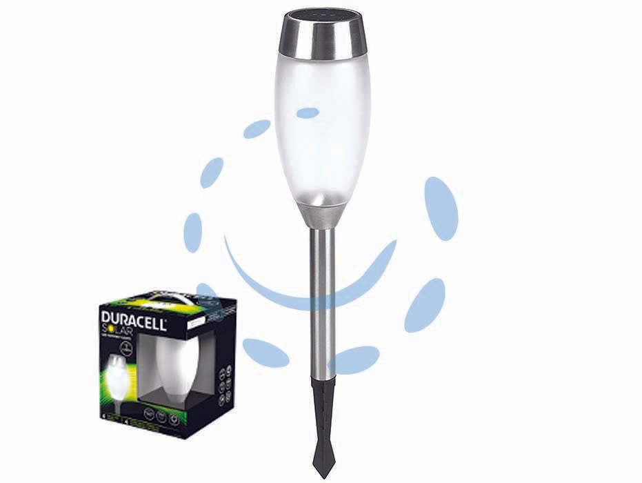 Lampada solare led glass in set da 4 pezzi - ø mm.90x476h. - 5 lumen - alimentazione con 1 batteria AA ricaricabile, alimentazione solare , 8 ore di autonomia, grado di protezione IP44