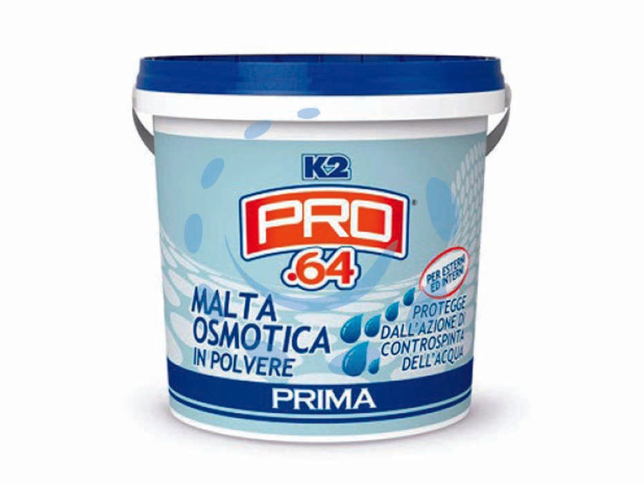 K2 malta osmotica pro.64 in polvere in barattolo - Kg.1 - malta osmotica in polvere composta da cemento bianco, quarzi e carbonati di granulometria calibrata non superiore a mm.0,4 ed...