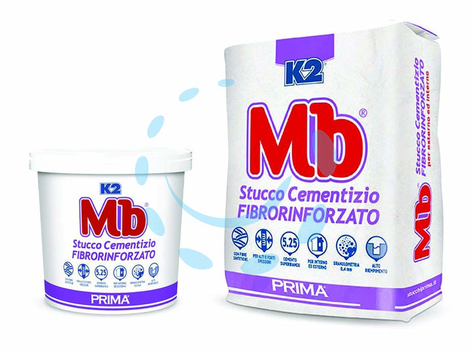 K2 mb rasante stucco in polvere cementizio fibrato - Kg.1 in barattolo - stucco in polvere cementizio bianco fibroringorzato con fibre che non si alterano nel tempo, composto da cemento, quarzo, ine...