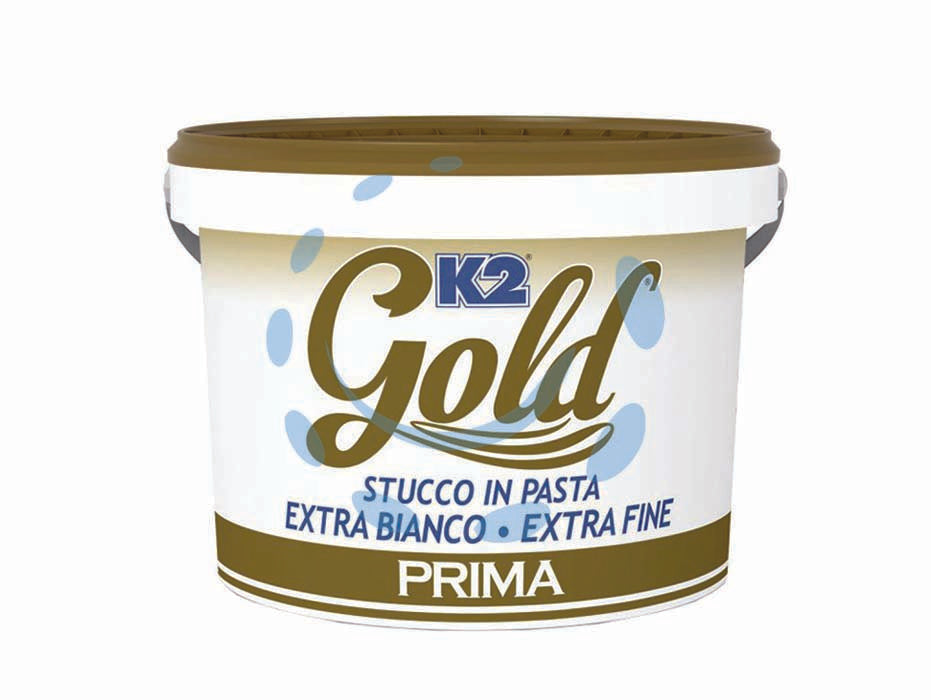 K2 gold stucco in pasta extra fine extra bianco in barattolo - Kg.5 - stucco in pasta extra fine ed extra bianco per pitture decorative, per interno, pronto all'uso, ideale come fondo per la prep...