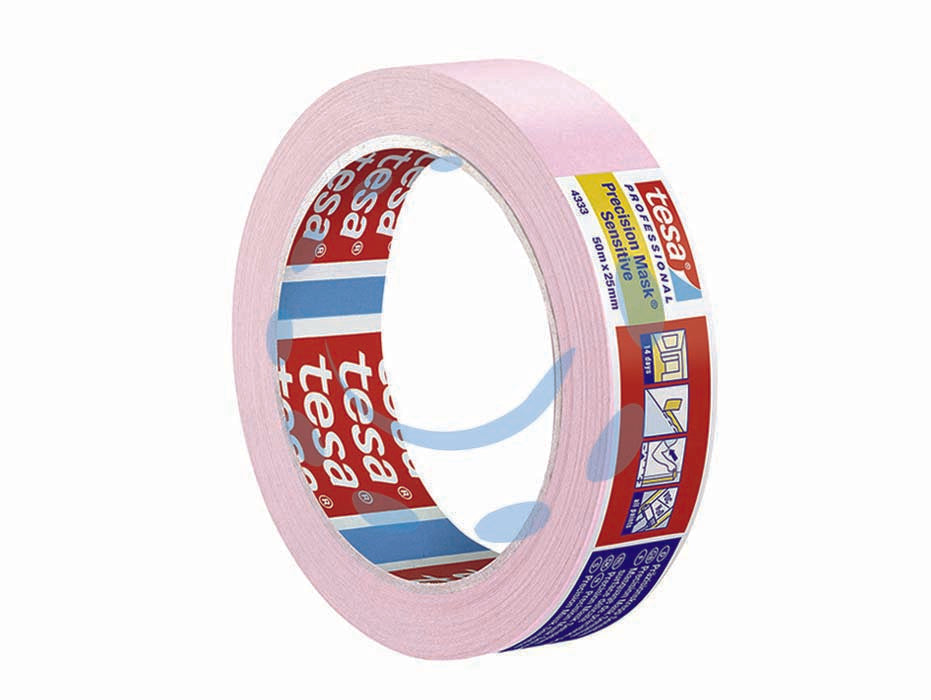 Nastro carta carrozziere rosa sottile precision mask sensitive 4333 - mm.19h. in rotoli da mt.50 - nastro rosa in carta robusta ed extra fine rivestito di un adesivo in acrilico, progettato per applicazioni su superfici deli...