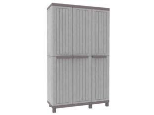 Armadio piani e portascope alto serie c-wood 102a - mm.1020x390x1700h - in materiale termoplastico, finitura in legno, colore grigio con maniglie, a tre ante, dotazione 3 ripiani interni regolabili...