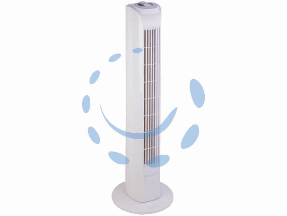 Ventilatore a pavimento tower - tensione 230v / 50Hz, potenza assorbita 45w, motore a 3 velocità, oscillazione orizzontale, altezza cm.78