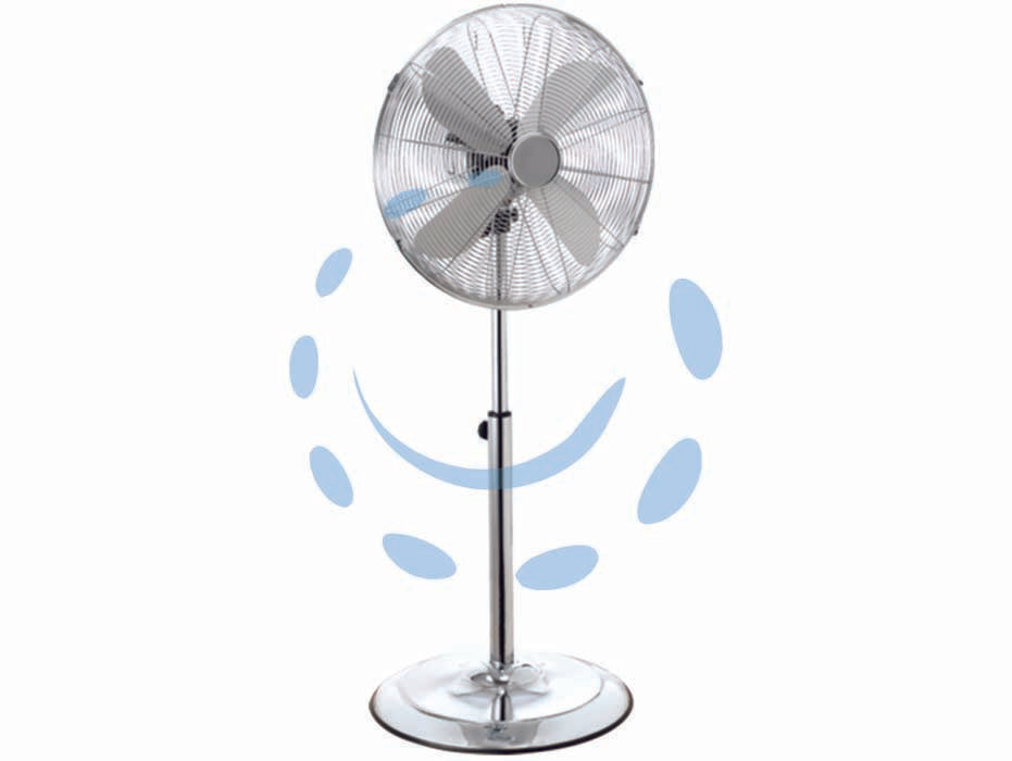 Ventilatore a piantana in acciaio cromato cm.40 - tensione 230v / 50Hz, potenza assorbita 60w, motore a 3 velocità, in acciaio cromato, oscillazione orizzontale, inclinazione ...