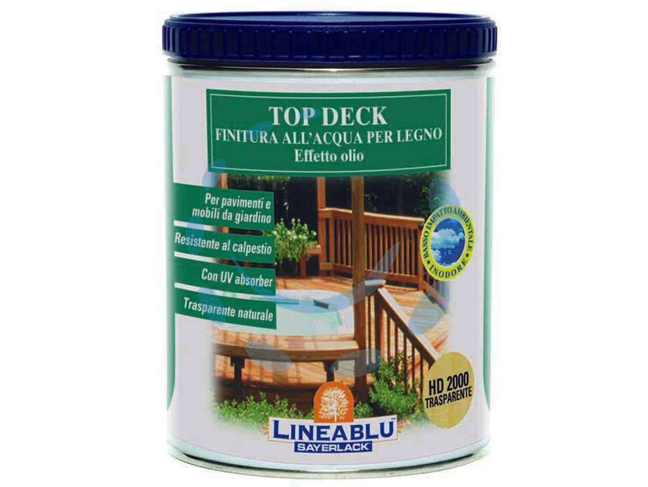 Finitura allacqua effetto olio per legno top deck - HD 2000 trasparente ml.750 - dove si applica: manufatti in legno, gazebo, fioriere, grigliati, casette in legno, mobili in legno grezzo, arredi rustici, s...