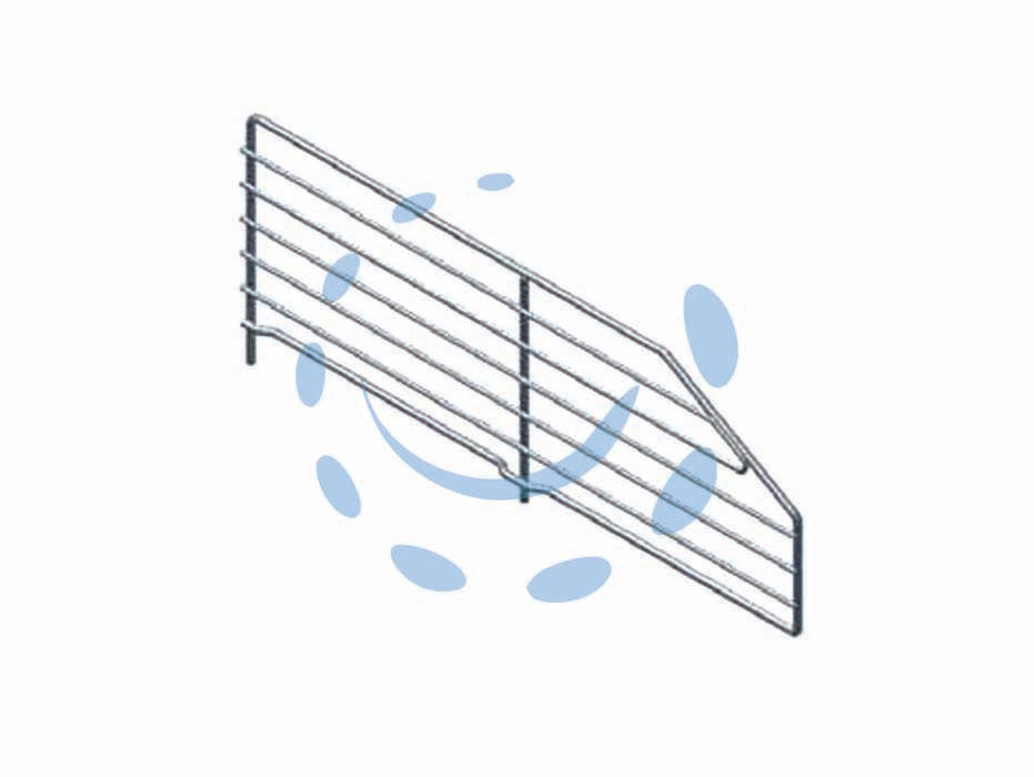 Divisorio trapezoidale in filo cromato - mm.400 l.x160/80 h. - componente per arredamento negozio in acciaio cromato