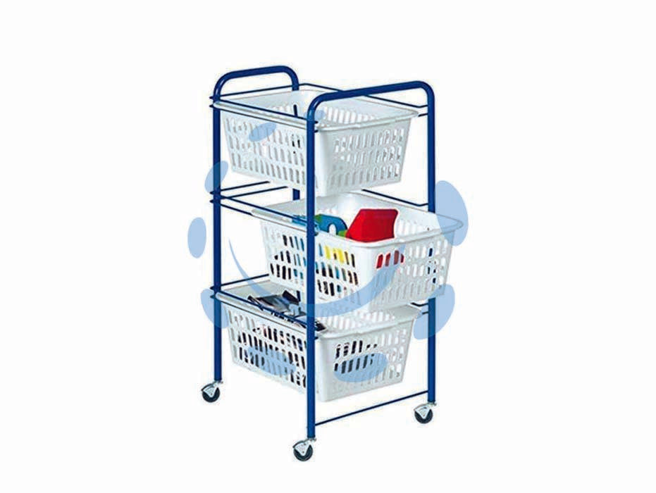 Carrello siena 3 piani - cm.32x38x67h. - rettangolare, colore silver/bianco