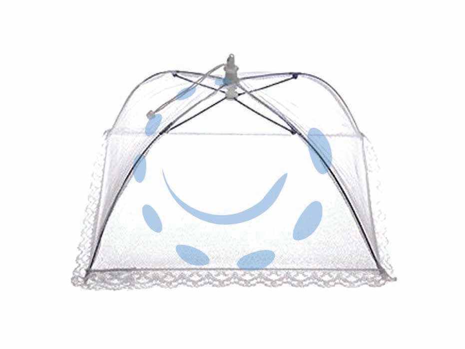 Moscaiola a ombrello copri piatto cm.35x35 - cm.35x35 - forma a ombrello, rete in nylon, ripiegabile, colore bianco