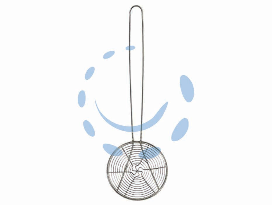 Schiumarola tessuta stagnata cm.14 - ø cm.14 - schiumarola tessunta stagnata con manico filo