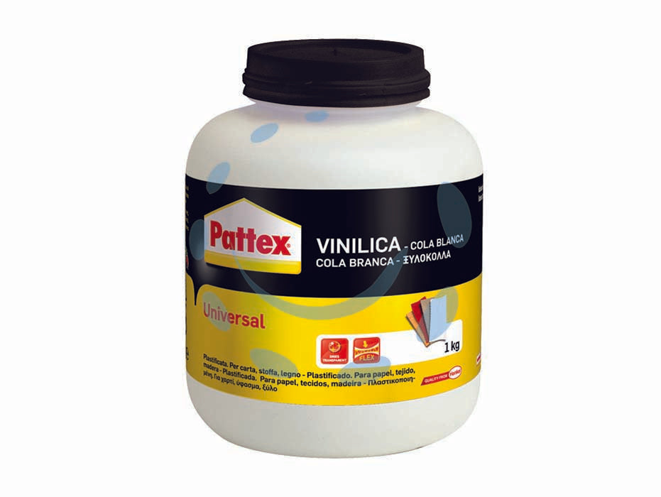 Pattex colla vinilica classic universale kg.1 - Kg.1 - adesivo vinilico plastificato ideale per carta, cartone, sughero, materiali porosi, carta da parati, legno, compensato e truc...