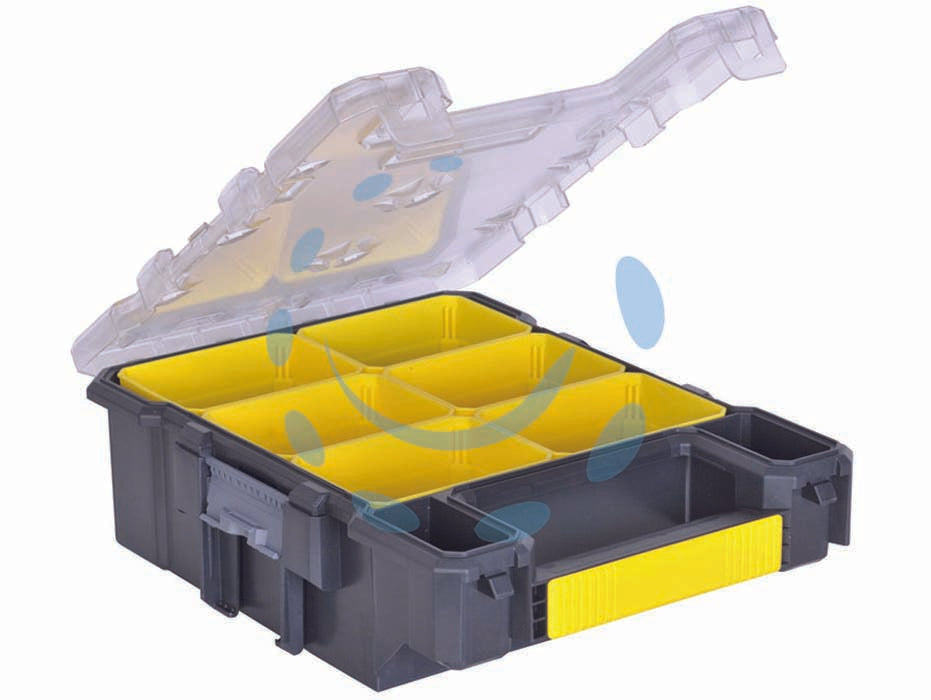 Cassetta portaminuteria organizer fatmax mini - cm.35,9x26,1x11,5h. (FMST1-72378) - coperchio in policarbonato trasparente per la massima visibilità del contenuto, 6 vaschette removibili, possibilità di sovrap...