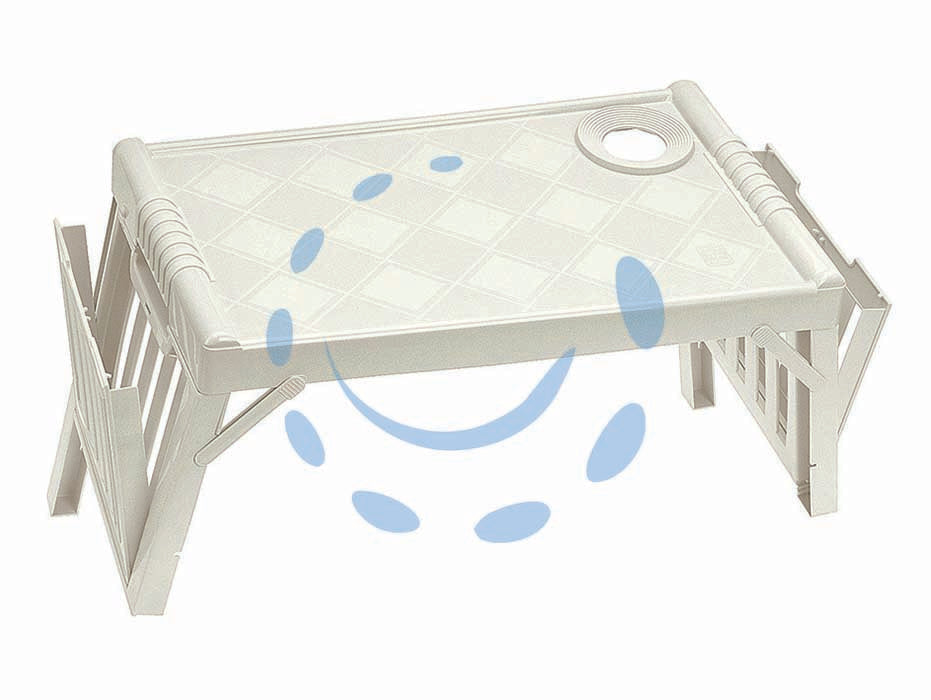 Vassoio multifunzione life bianco - cm.53x53x25 - richiudibile, multi posizione per il servizio anche a letto, sil divano o in poltrona, con foro portabicchiere