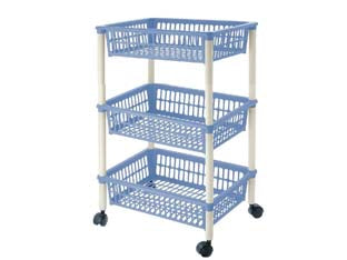 Carrello mito 3 piani con ruote - cm.40x29x62h. - colore azzurro/bianco, multiuso per frutta e verdura