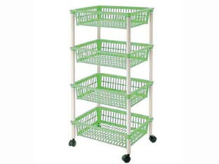 Carrello mito 4 piani con ruote cm.40x29x85h. - cm.40x29x85h. - colore azzurro/bianco, multiuso per frutta e verdura