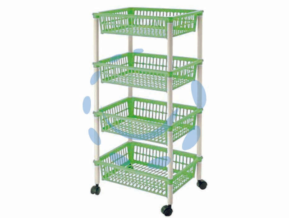 Carrello mito 4 piani con ruote cm.40x29x85h. - cm.40x29x85h. - colore azzurro/bianco, multiuso per frutta e verdura