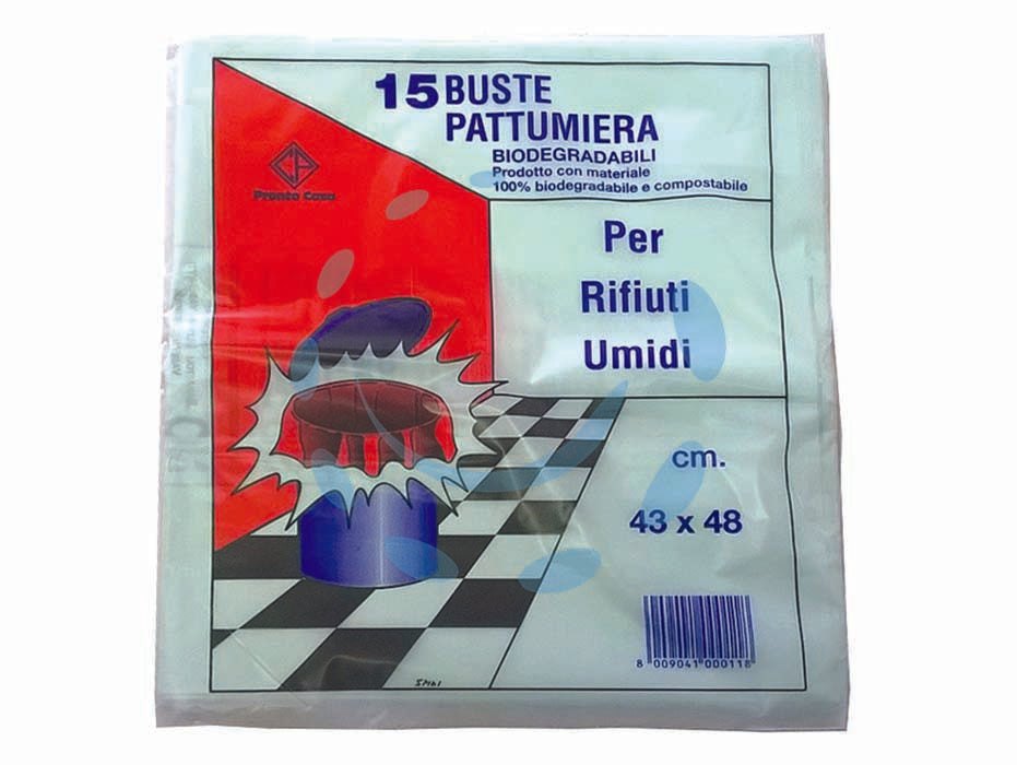 Sacco pattumiera biodegradabile per rifiuti umidi pz.15 - cm.43x48 gr.175 - per rifiuti alimentari umidi