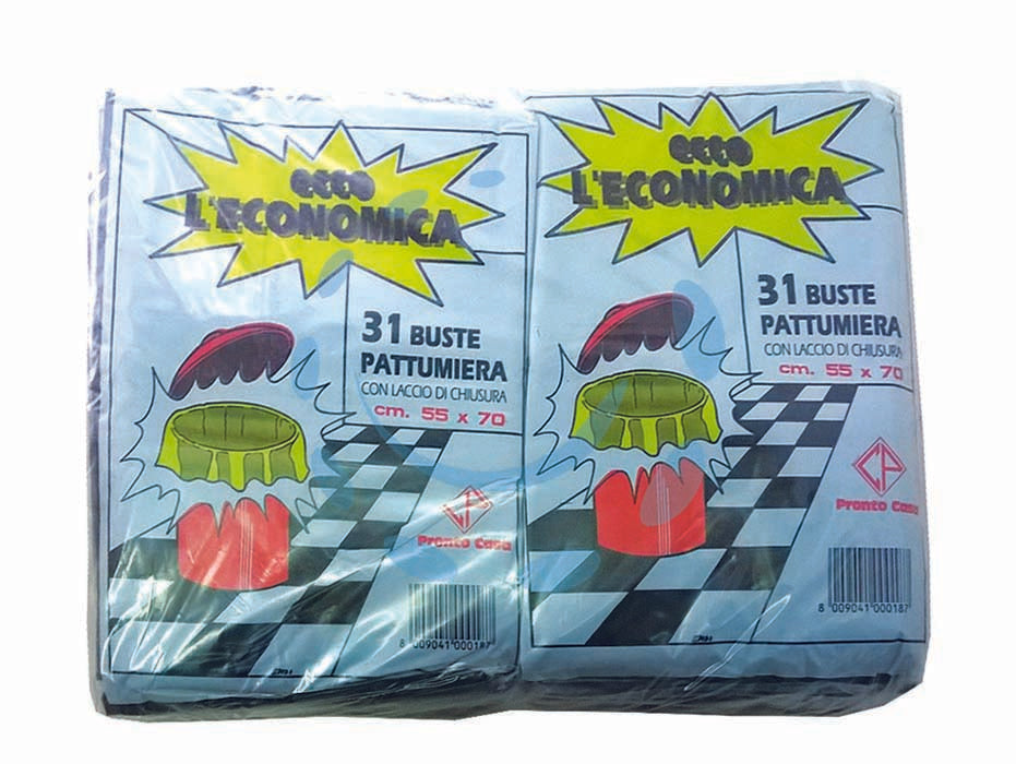 Sacco pattumiera ecco leconomica nero pz.31 - cm.55x70 gr.400 - per secchi pattumiera uso casalingo