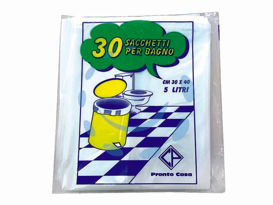 Sacco pattumiera per bagno bianco pz.30 - cm.30x40 gr.152 - per mini pattumiera da bagno