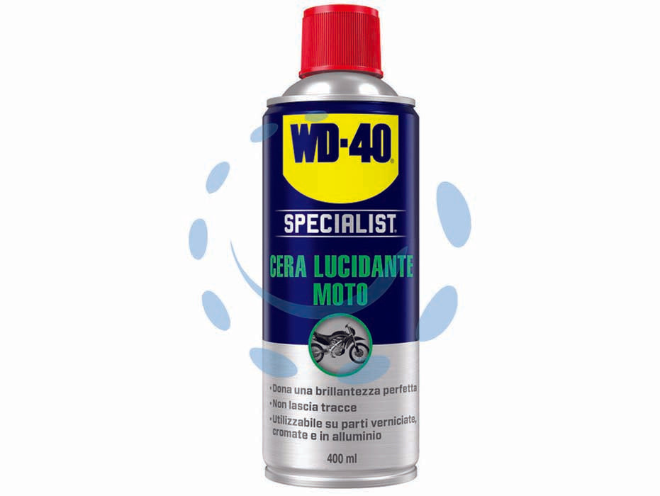 Wd-40 specialist moto spray cera lucidante - ml.400 spray - formulato per donare lucentezza alla vostra moto, esercita un’azione protettiva, facilitando lo scivolamento delle gocce di a...