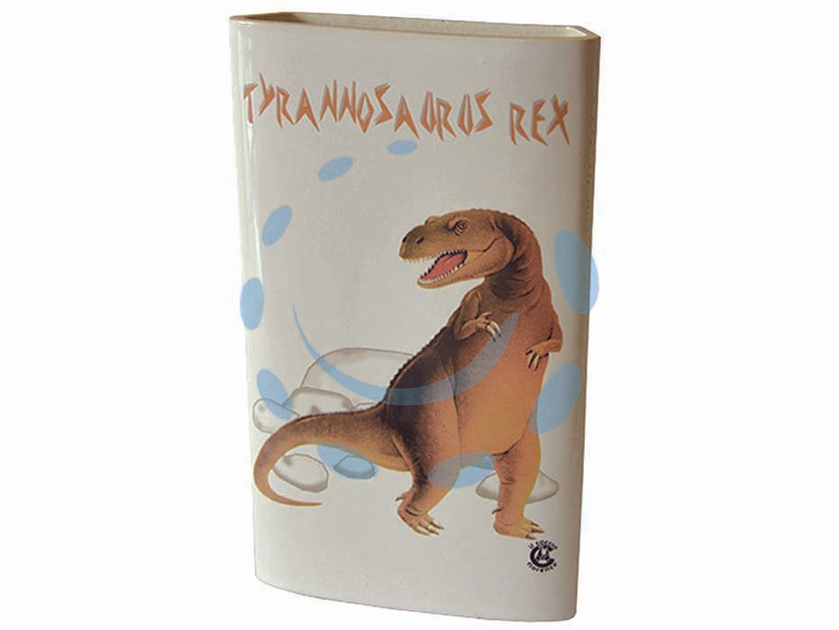 Umidificatore in ceramica largo dinosauri cm.12,5x3x20,5h. - in ceramica, colori assortiti