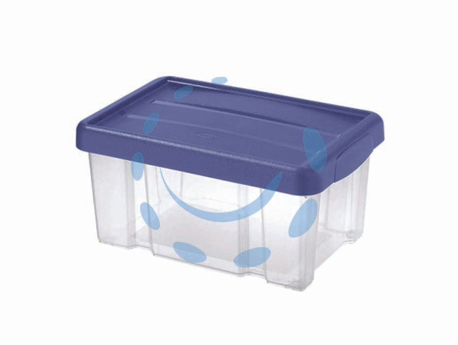 Contenitore puzzle box con coperchio a scatto - cm.40,3x28,6x19h. lt.14 - box trasparente, coperchio azzurro