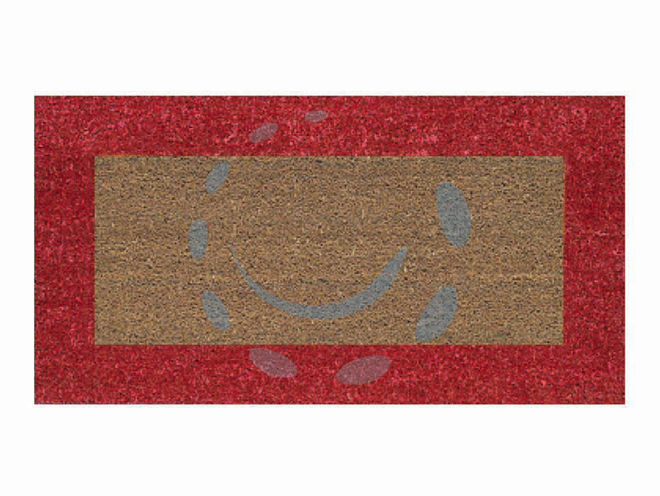 Zerbino ecoco rosso spessore mm.18 - cm.40x80, spessore mm.18 - fondo in gomma, cocco con fascia colorata