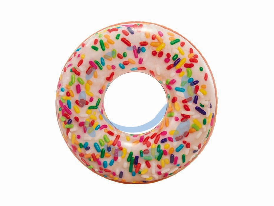 Salvagente gonfiabile ciambella donut con zuccherini  +9 anni - cm.114 - peso kg.0,68 (56263) - in vinile spessore mm.0,25, colore beige con crema e zuccherini colorati, kit corredo di riparazione