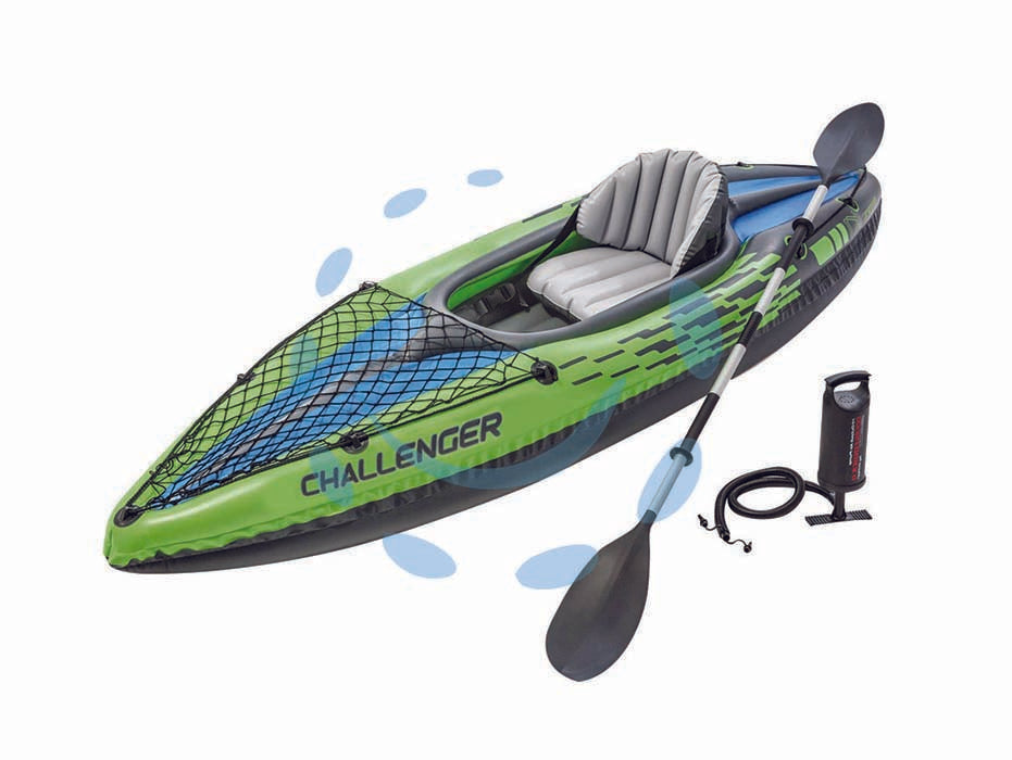 Canoa gonfiabile challenger k1 - cm.274x76x33h. - peso kg.12,90 (68305) - in PVC spessore mm.0,75, portata max kg.100,  dotato di sedile gonfiabile, fondo gonfiabile per un maggiore confort e rigidit...