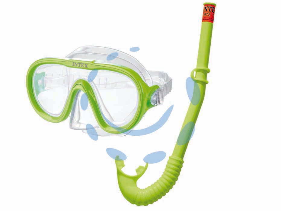 Maschera mare e boccaglio adventure swim set  +8 anni - peso kg.0,45 (55642) - set maschera unica lente in vetro temperato regolabile sulla testa con cinghia, completa di boccaglio