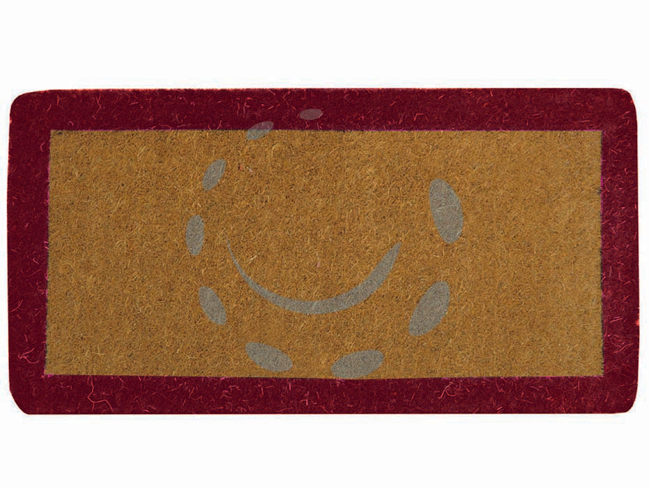 Zerbino imperiale a fascia rosso spessore mm.38 - cm.45x90, spessore mm.38 - zerbino di cocco annodato a mano, con fascia colorata