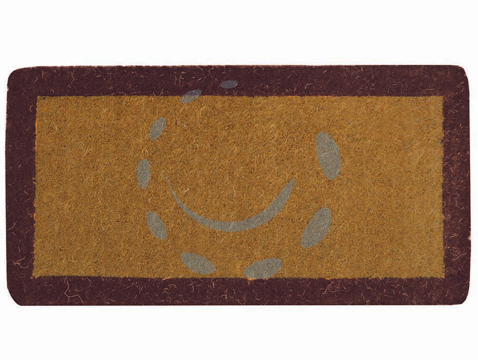 Zerbino imperiale a fascia marrone spessore mm.38 - cm.60x120, spessore mm.38 - zerbino di cocco annodato a mano, con fascia colorata