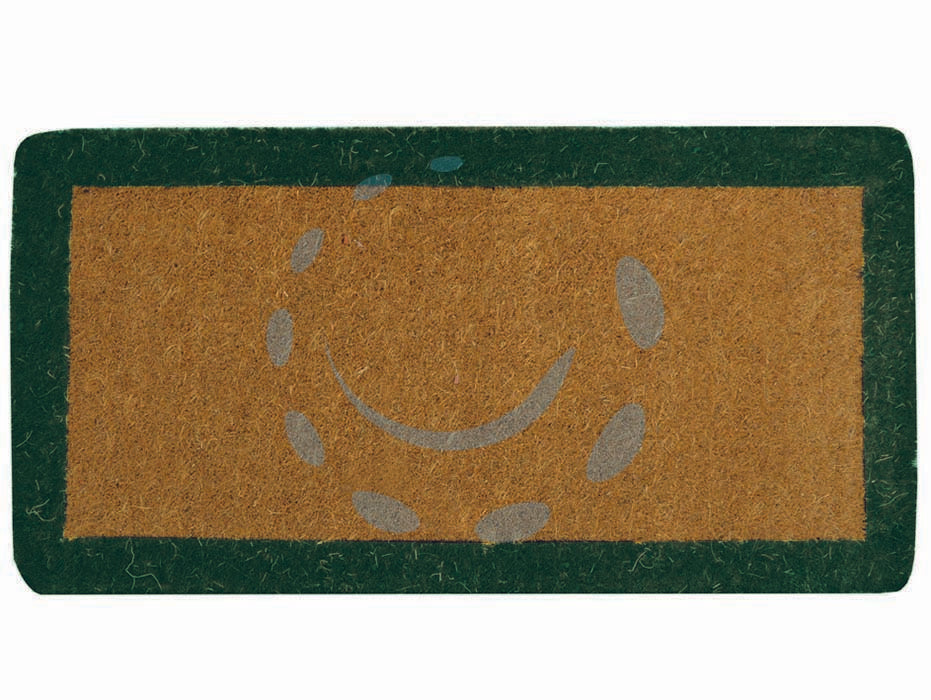 Zerbino imperiale a fascia verde spessore mm.38 - cm.60x120, spessore mm.38 - zerbino di cocco annodato a mano, con fascia colorata