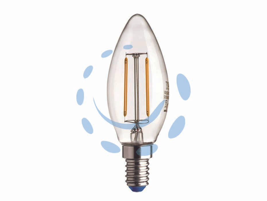 Lampada filo led oliva stick e14 - 2.5w - 4000°K naturale - 250 lm - 35x97h - 220-240V lampada filo led 360°, durata media 20.000 ore, testata per 20.000 accensioni, accensione istantenea, senza mercurio...