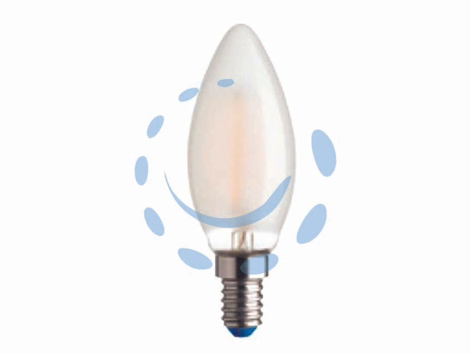 Lampada filo led oliva stick satinata e14 - 4.5w - 4000°K naturale - 470 lm - 35x97h - 220-240V lampada filo led satinata 360°, durata media 15.000 ore, testata per 15.000 accensioni, accensione istantanea, senza...