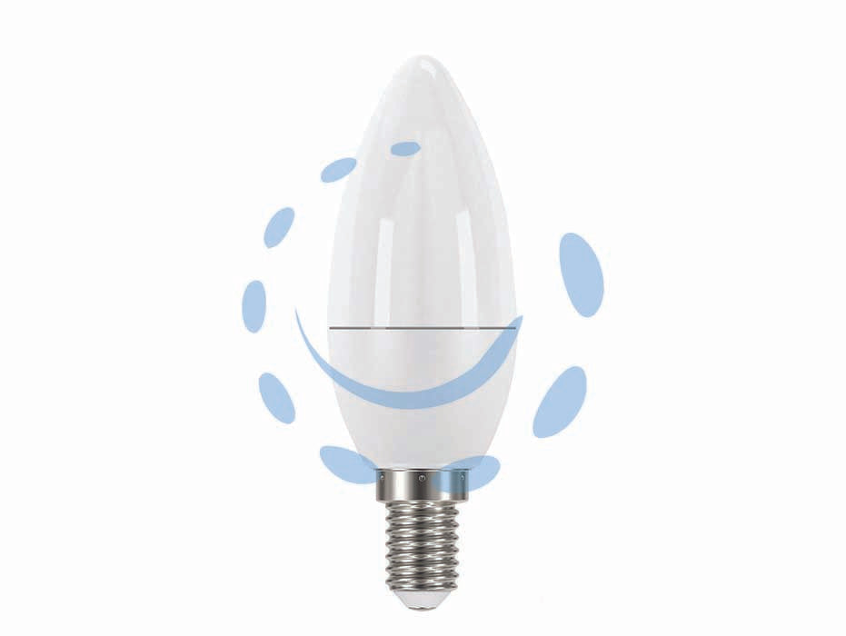 Lampada led oliva opale e14 - 3.3w - 2700°K calda - 250 lm - 280° - 35x102h - 220-240V lampada led, durata media 15.000 ore, testata per 40.000 accensioni, accensione istantanea, senza mercurio