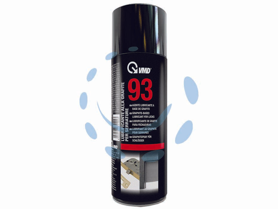 Grasso per serrature alla grafite spray ml.200 93 - ml.200 in bomboletta spray - spray secco ideale per la lubrificazione di tutti i tipi di serrature, lucchetti e cerniere, forma una pellicola stabile al c...