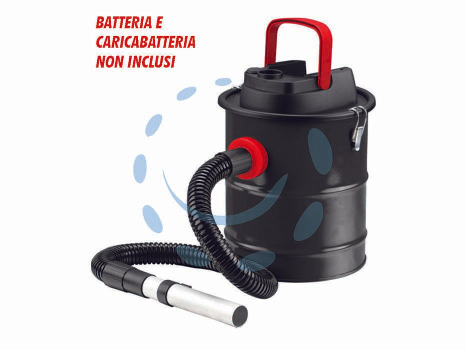 Aspiracenere lt.12 a batteria 18v only1 - BATTERIA E CARICABATTERIA NON INCLUSI, serbatoio in acciaio da lt.12, temperatura max della cenere 40C°,  motore 110W, aspira...