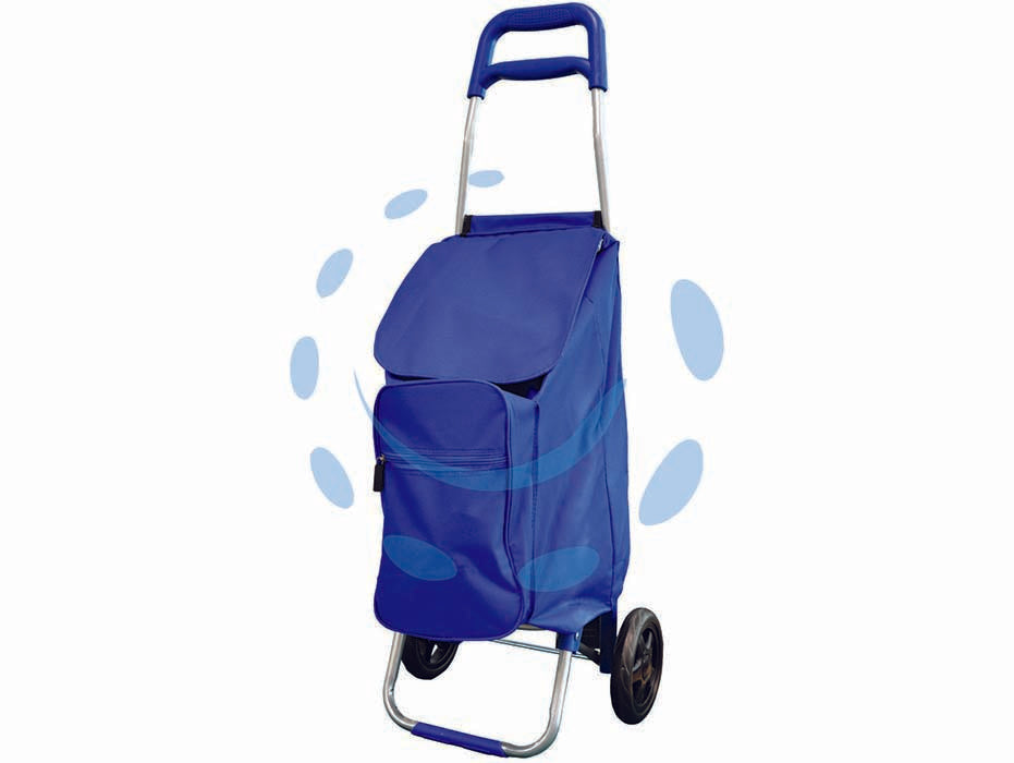 Carrello spesa simon blu - cm.30x28x90h. - telaio acciaio, sacca estraibile in poliestere impermeabilizzato, maniglia ergonomica, ruote in gomma, tasca frontale con zip...